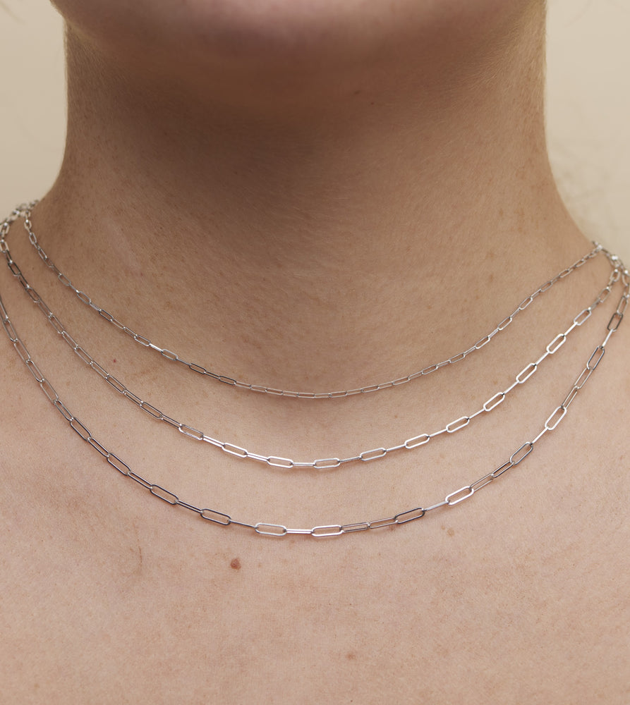 14K White Gold Paperclip Chain Necklace - 14K - OLIVE & CHAIN Fine Jewelry