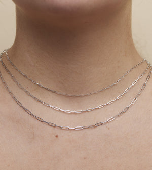 14K White Gold Paperclip Chain Necklace - 14K  - Olive & Chain Fine Jewelry