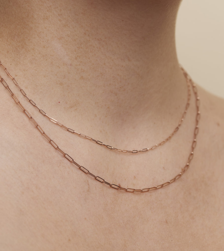 14K Rose Gold Paperclip Chain Necklace - 14K  - Olive & Chain Fine Jewelry