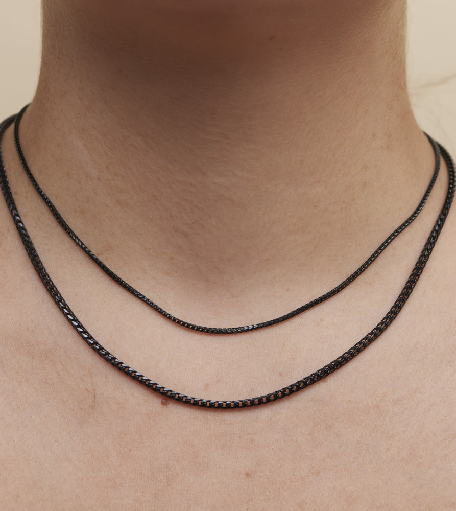 Black Silver Franco Chain Necklace - 14K  - Olive & Chain Fine Jewelry