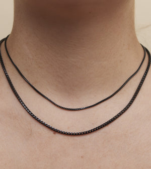 Black Silver Franco Chain Necklace - 14K  - Olive & Chain Fine Jewelry