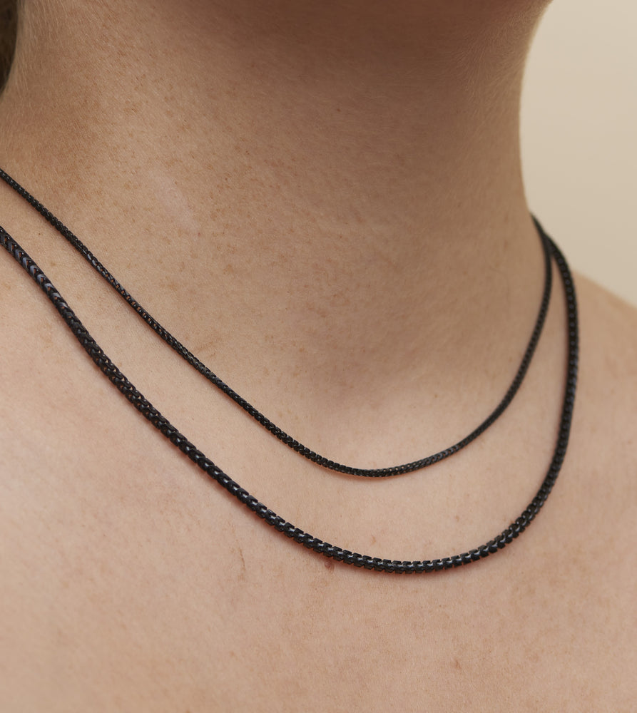 Black Silver Franco Chain Necklace - 14K  - Olive & Chain Fine Jewelry