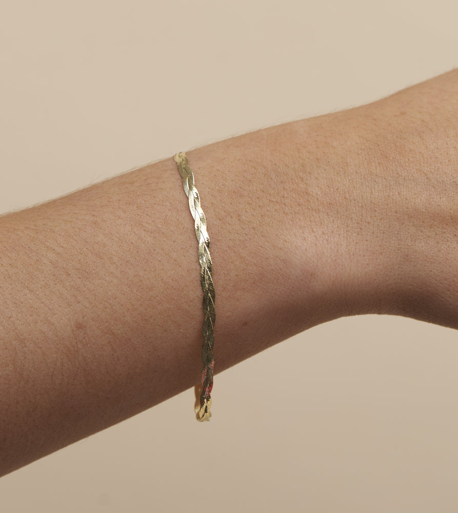 14k Gold Braided Herringbone Chain Bracelet – OLIVE & CHAIN