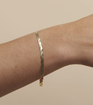14k Gold Braided Herringbone Chain Bracelet - 14K  - Olive & Chain Fine Jewelry