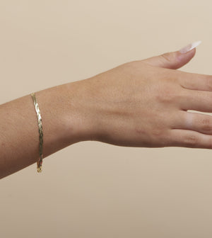 14k Gold Braided Herringbone Chain Bracelet - 14K  - Olive & Chain Fine Jewelry