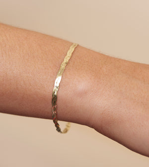 14k Gold Braided Herringbone Chain Bracelet - 14K  - Olive & Chain Fine Jewelry
