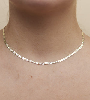 14k Gold Braided Herringbone Chain Necklace - 14K - OLIVE & CHAIN Fine Jewelry