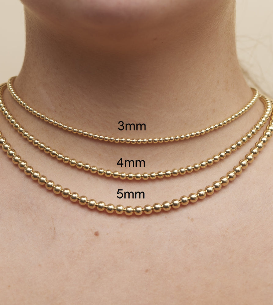 14k Gold Ball Bead Chain Necklace - 14K  - Olive & Chain Fine Jewelry
