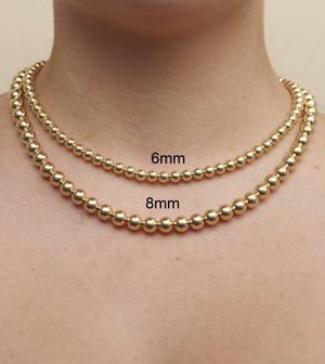 14k Gold Ball Bead Chain Necklace - 14K - OLIVE & CHAIN Fine Jewelry