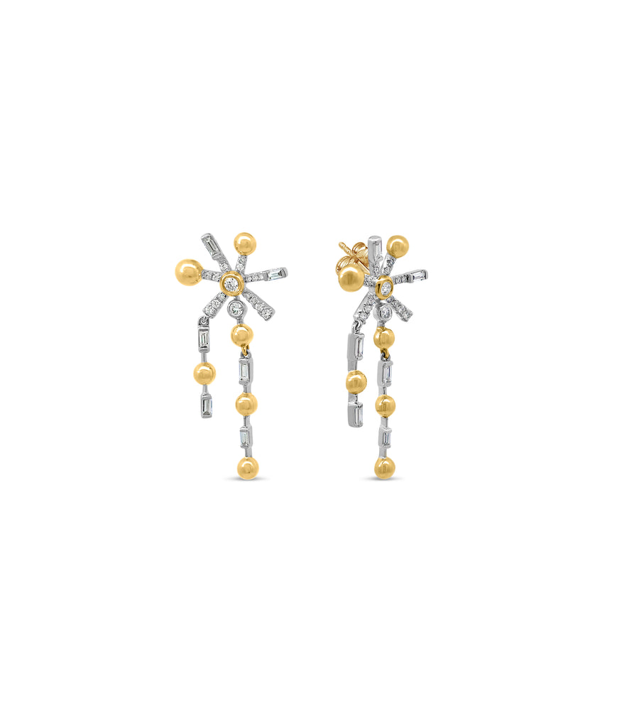 Diamond Galaxy Drop Earrings - 14K Two-tone Gold - OLIVE & CHAIN Fine Jewelry