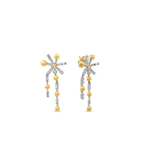 Diamond Galaxy Drop Earrings - 14K Two-tone Gold - Olive & Chain Fine Jewelry