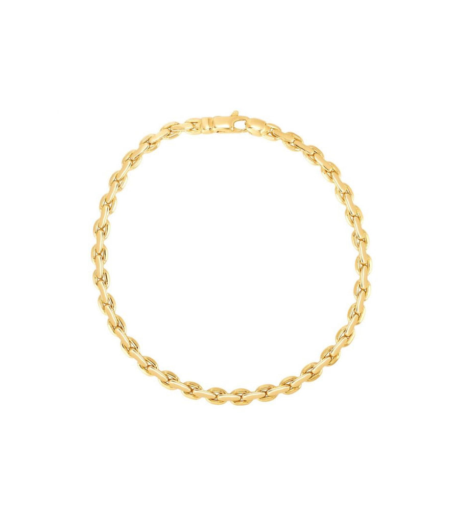 14k Gold Flat Link Bracelet - 14K Yellow Gold - OLIVE & CHAIN Fine Jewelry