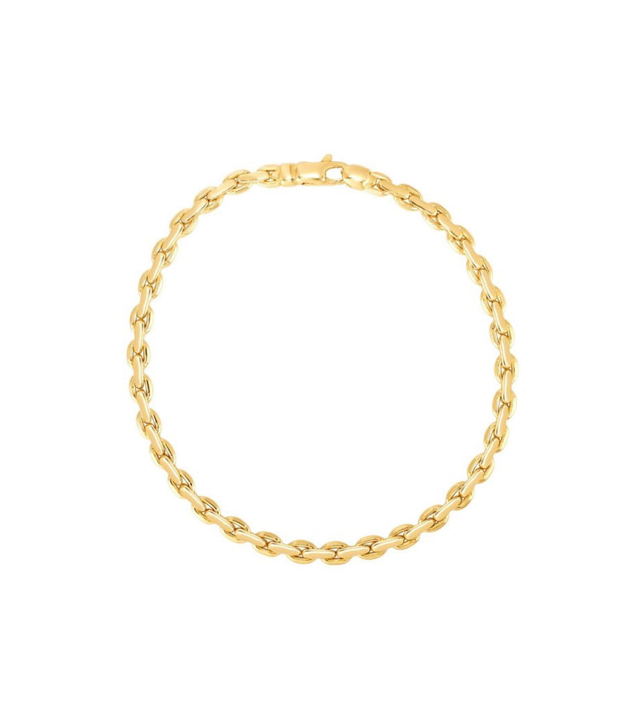 14k Gold Flat Link Bracelet - 14K Yellow Gold - Olive & Chain Fine Jewelry