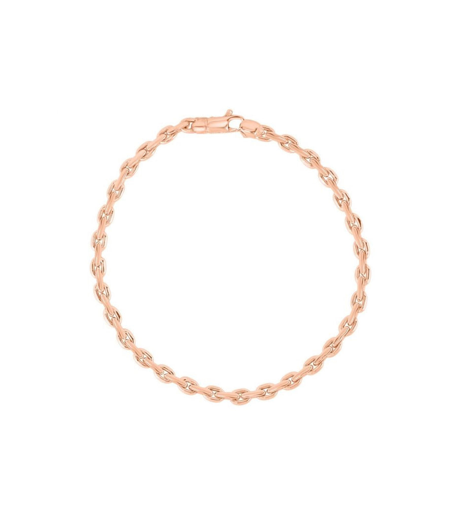14k Gold Flat Link Bracelet - 14K Rose Gold - OLIVE & CHAIN Fine Jewelry