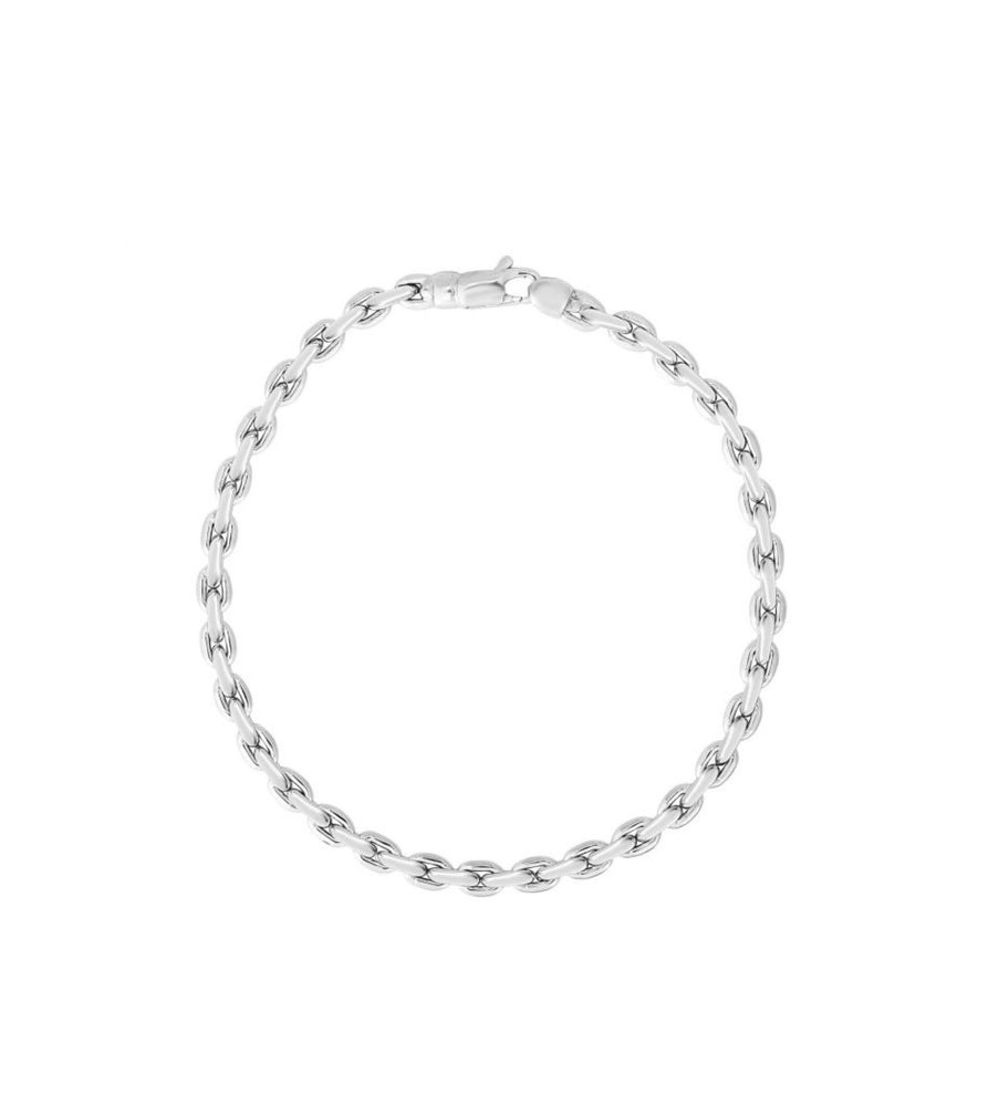 14k Gold Flat Link Bracelet - 14K White Gold - OLIVE & CHAIN Fine Jewelry
