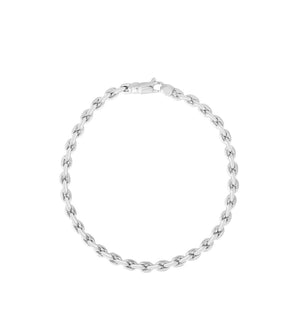 14k Gold Flat Link Bracelet - 14K White Gold - OLIVE & CHAIN Fine Jewelry