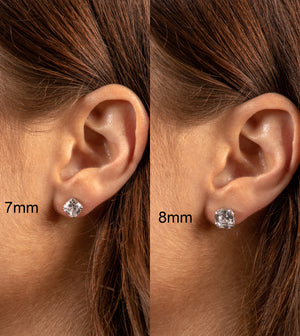 Solid 14k Gold Square Asscher Cut Diamond CZ Stud Earrings - 14K  - Olive & Chain Fine Jewelry