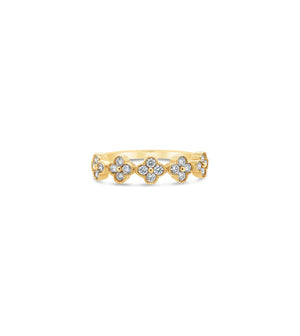 Diamond Clover Stackable Band - 14K Yellow Gold / 5 - Olive & Chain Fine Jewelry