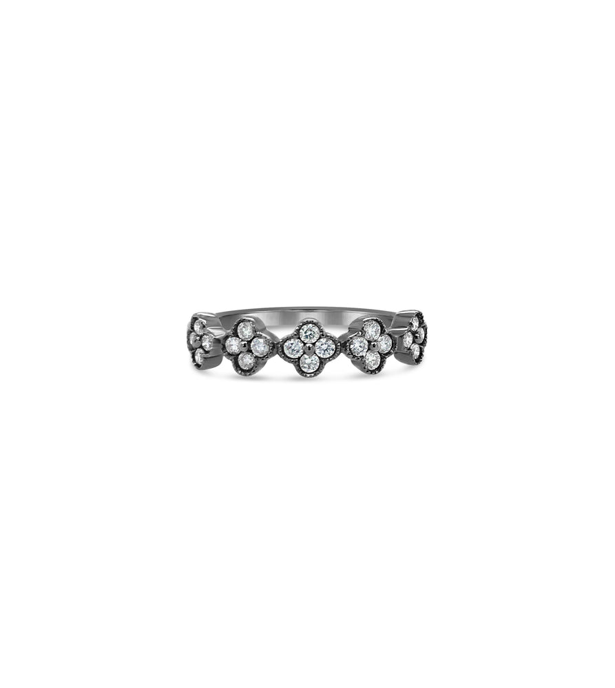 Diamond Clover Stackable Band - 14K Black Gold / 5 - Olive & Chain Fine Jewelry