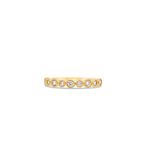 Diamond Alternating Bezel Set Band - 14K Yellow Gold / 5 - OLIVE & CHAIN Fine Jewelry