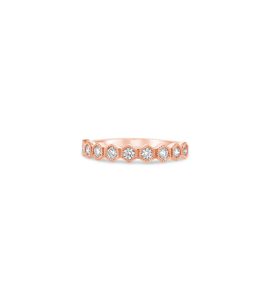 Diamond Hexagon Set Band - 14K Rose Gold / 5 - OLIVE & CHAIN Fine Jewelry