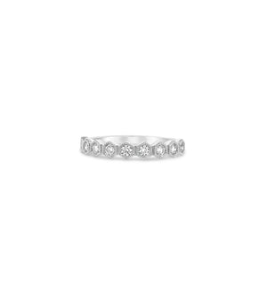 Diamond Hexagon Set Band - 14K White Gold / 5 - Olive & Chain Fine Jewelry