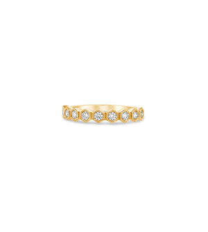 Diamond Hexagon Set Band - 14K Yellow Gold / 5 - OLIVE & CHAIN Fine Jewelry