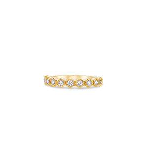 Diamond Hexagon Set Band - 14K Yellow Gold / 5 - Olive & Chain Fine Jewelry