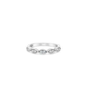 Diamond Marquise Band - 14K White Gold / High Polish / 5 - OLIVE & CHAIN Fine Jewelry