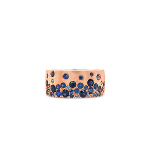 Sapphire Celestial Cigar Band - 14K Rose Gold / 5 - OLIVE & CHAIN Fine Jewelry