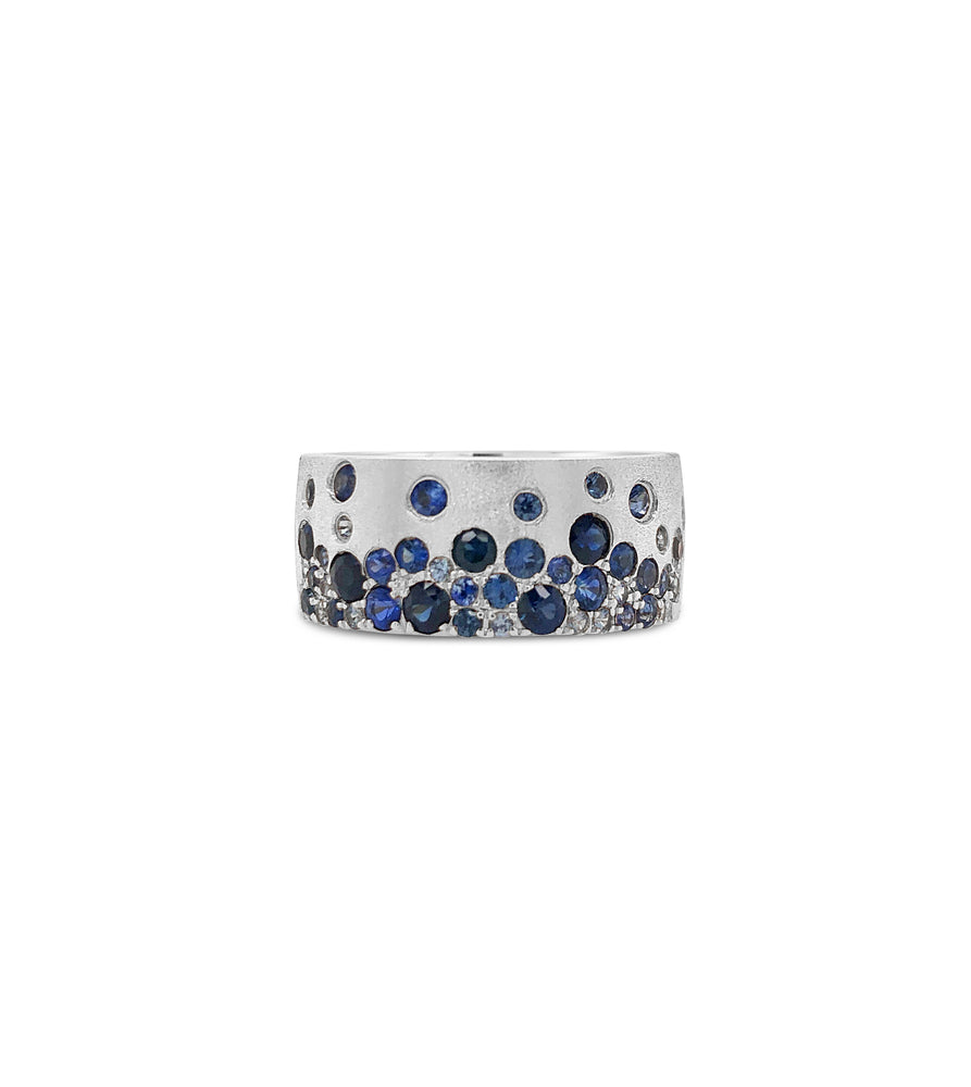 Sapphire Celestial Cigar Band - 14K White Gold / 5 - OLIVE & CHAIN Fine Jewelry