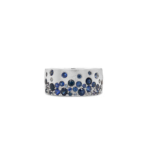 Sapphire Celestial Cigar Band - 14K White Gold / 5 - OLIVE & CHAIN Fine Jewelry