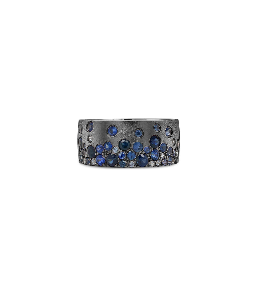 Sapphire Celestial Cigar Band - 14K Black Gold / 5 - Olive & Chain Fine Jewelry