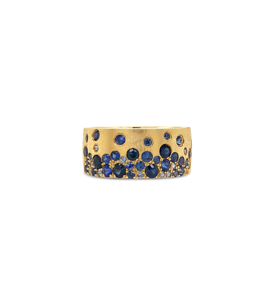 Sapphire Celestial Cigar Band - 14K Yellow Gold / 5 - OLIVE & CHAIN Fine Jewelry