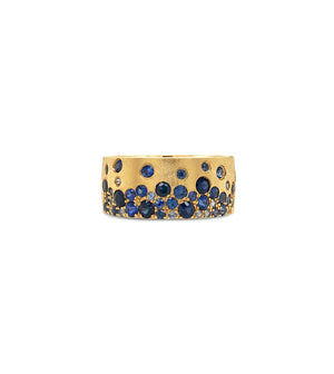 Sapphire Celestial Cigar Band - 14K Yellow Gold / 5 - OLIVE & CHAIN Fine Jewelry