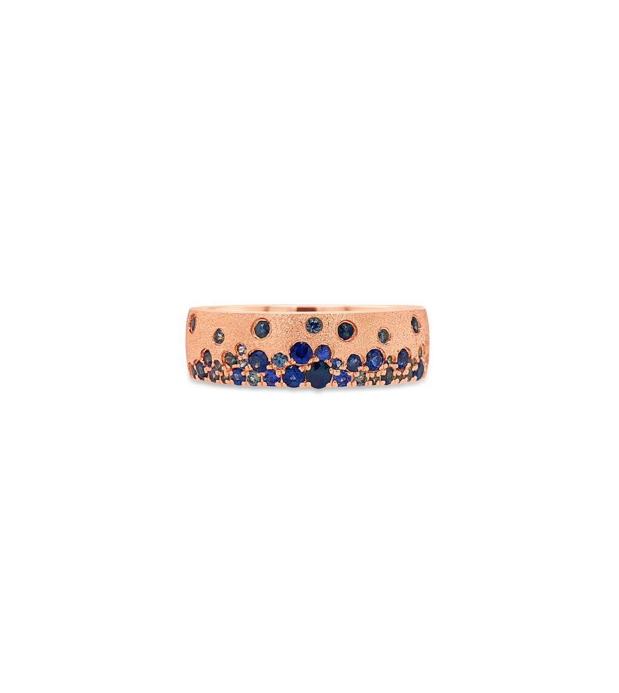 Sapphire Celestial Mini Cigar Band - 14K Rose Gold / 5 - OLIVE & CHAIN Fine Jewelry
