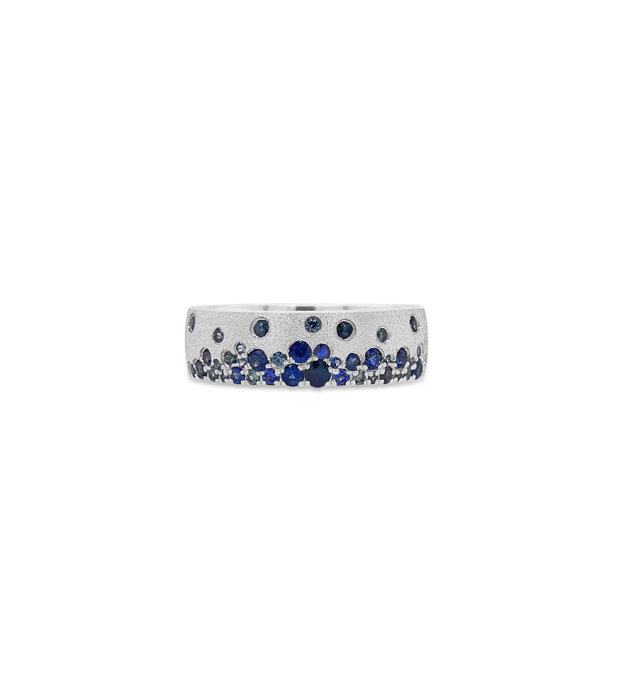 Sapphire Celestial Mini Cigar Band - 14K White Gold / 5 - OLIVE & CHAIN Fine Jewelry