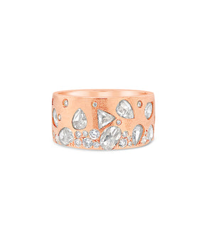 Rose Cut Diamond Celestial Band - 14K Rose Gold / 5 - OLIVE & CHAIN Fine Jewelry