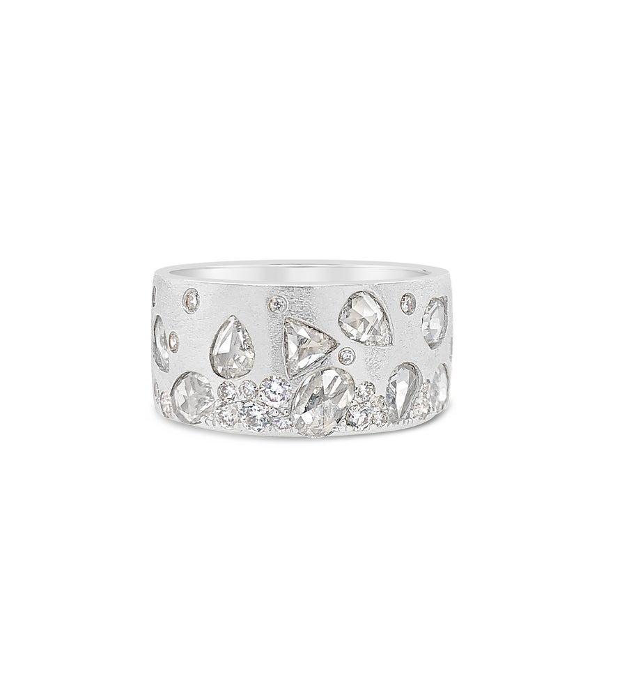 Rose Cut Diamond Celestial Band - 14K White Gold / 5 - OLIVE & CHAIN Fine Jewelry