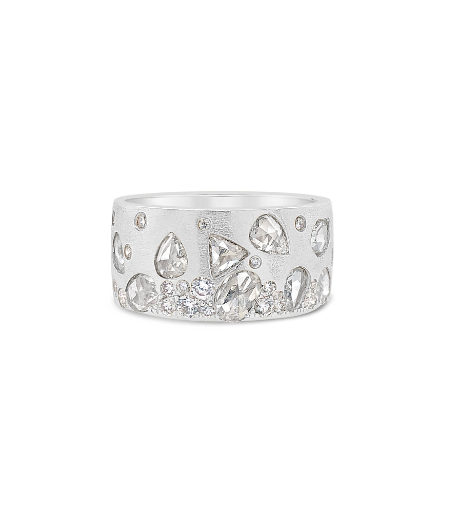 Rose Cut Diamond Celestial Band - 14K White Gold / 5 - Olive & Chain Fine Jewelry