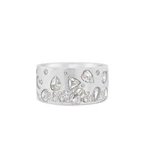 Rose Cut Diamond Celestial Band - 14K White Gold / 5 - OLIVE & CHAIN Fine Jewelry