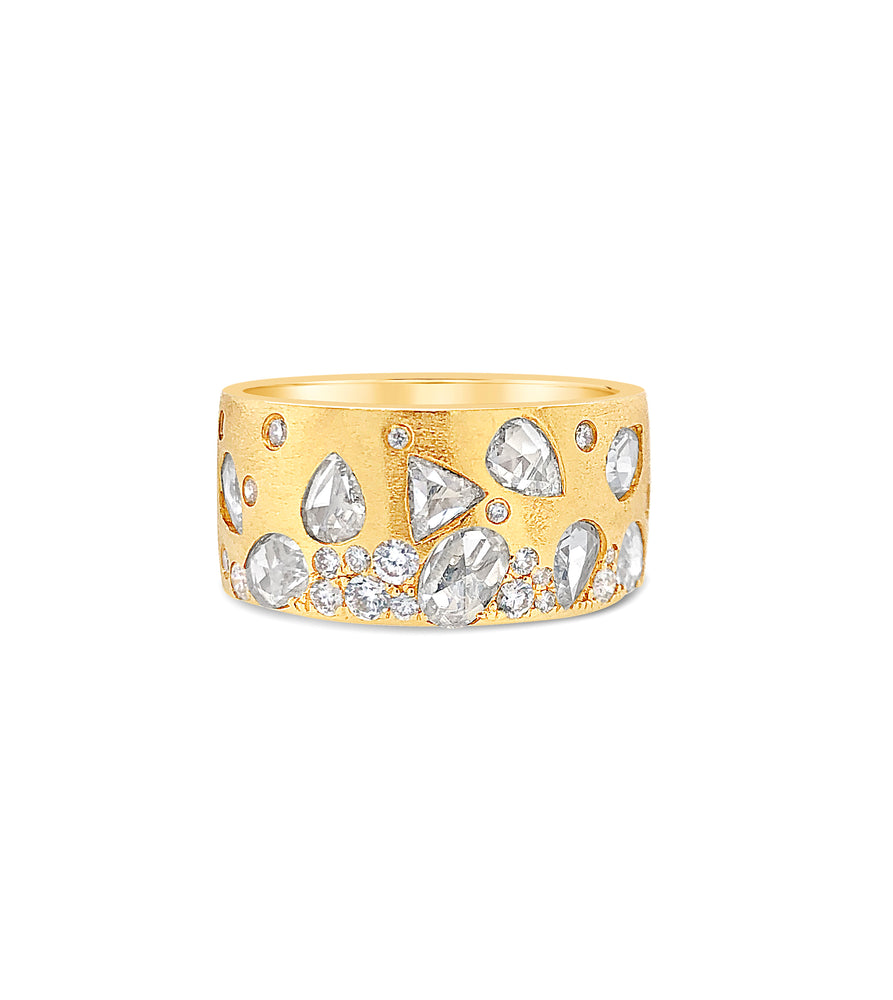 Rose Cut Diamond Celestial Band - 14K Yellow Gold / 5 - OLIVE & CHAIN Fine Jewelry