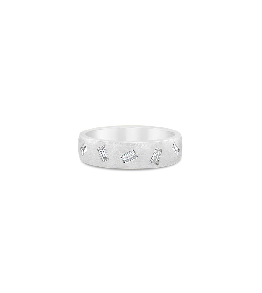 Diamond Baguette Celestial Band - 14K White Gold / 5 - Olive & Chain Fine Jewelry