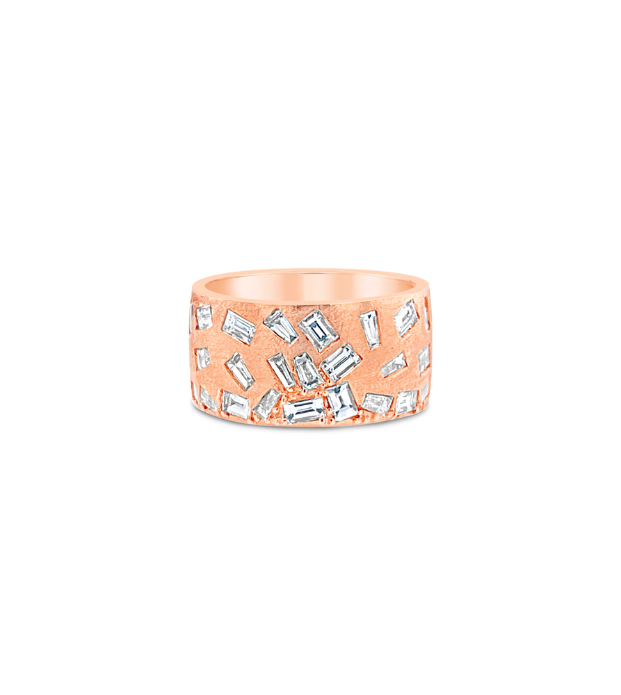 Diamond Baguette Celestial Cigar Band - 14K Rose Gold / 5 - OLIVE & CHAIN Fine Jewelry