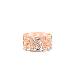 Diamond Baguette Celestial Cigar Band - 14K Rose Gold / 5 - OLIVE & CHAIN Fine Jewelry