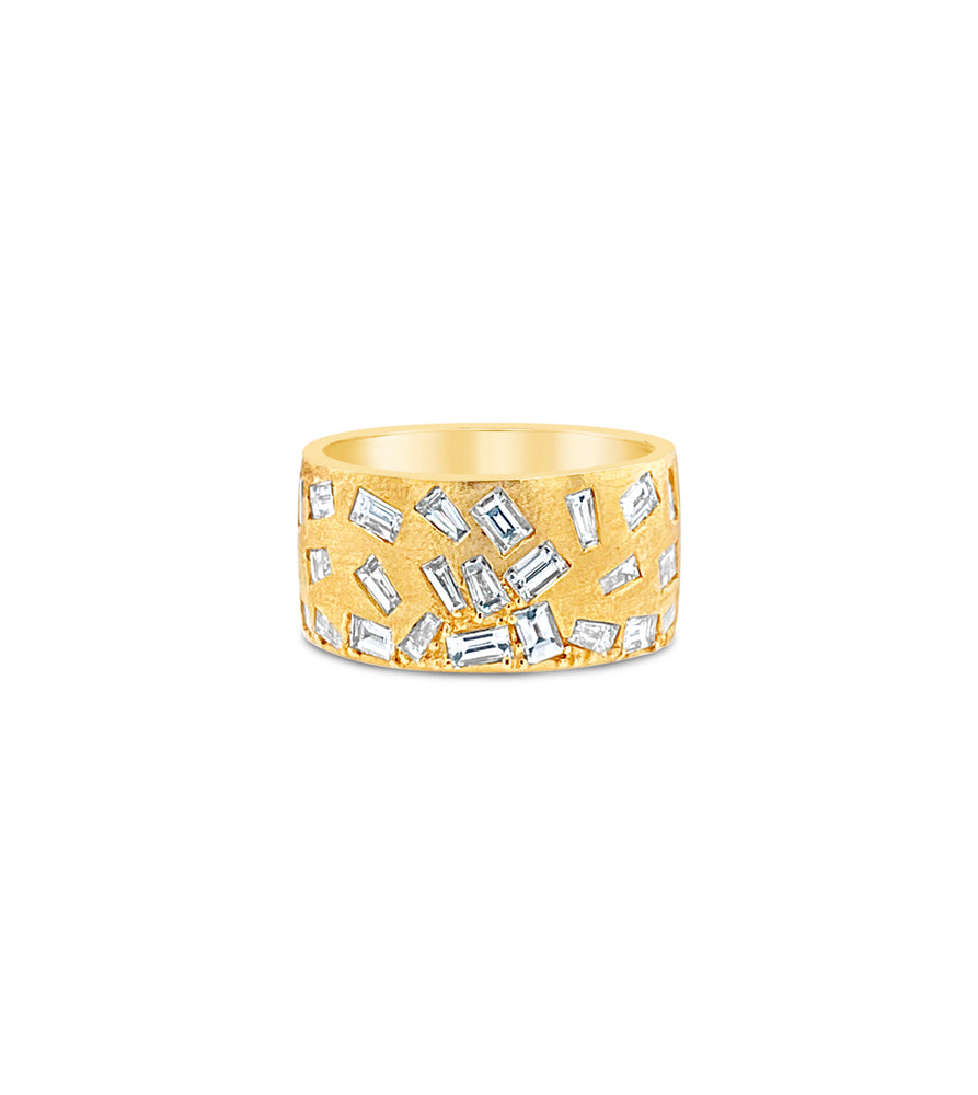 Diamond Baguette Celestial Cigar Band - 14K Yellow Gold / 5 - OLIVE & CHAIN Fine Jewelry