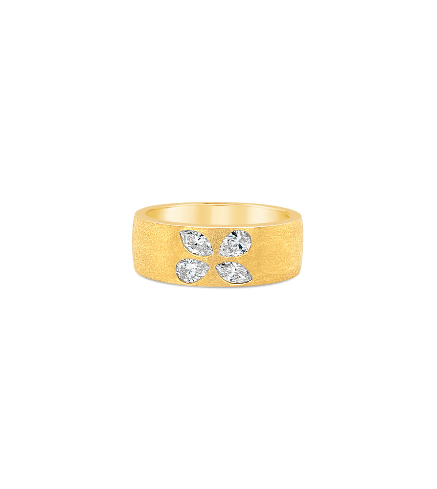 Diamond Pear and Marquise Celestial Cigar Band - 14K Yellow Gold / 5 - Olive & Chain Fine Jewelry