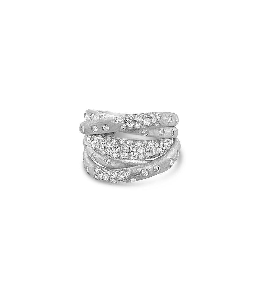Diamond Celestial Crossover Ring - 14K White Gold / 5.5 - OLIVE & CHAIN Fine Jewelry