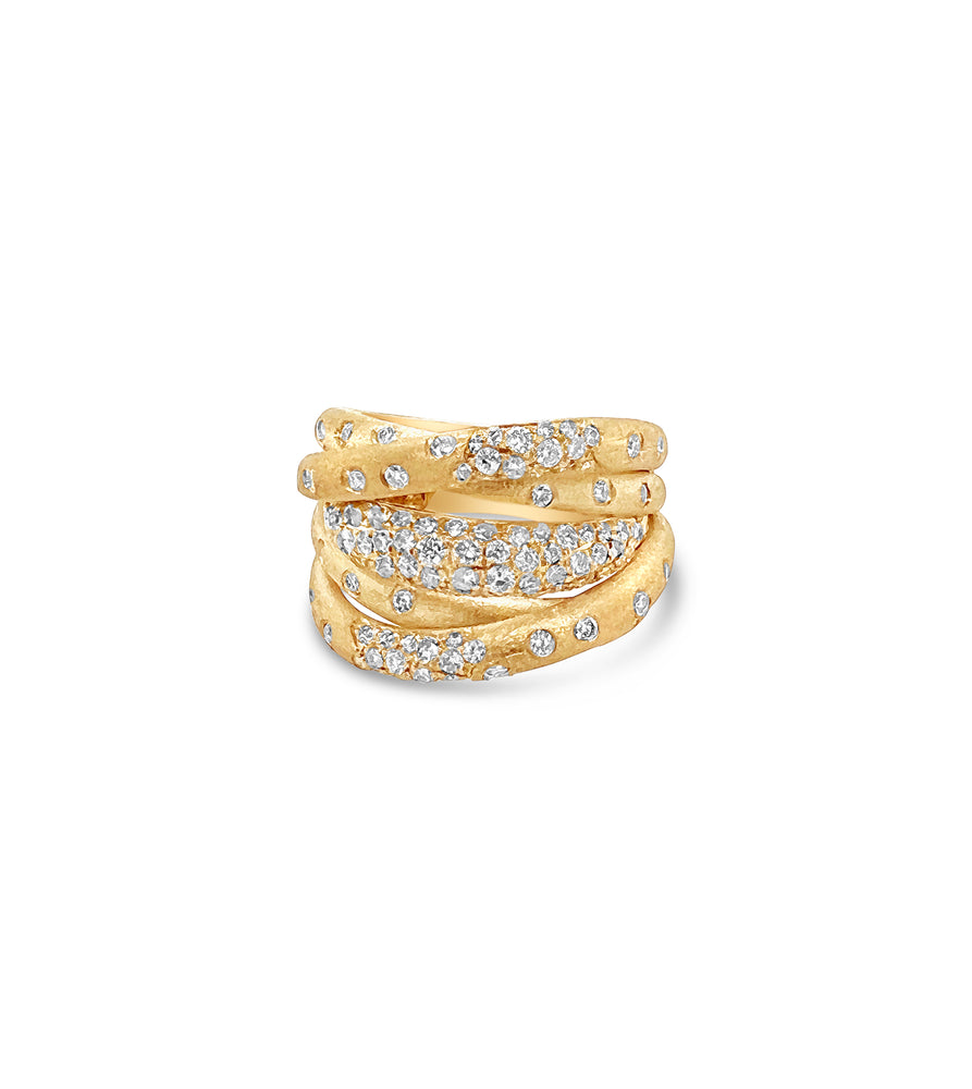 Diamond Celestial Crossover Ring - 14K Yellow Gold / 5.5 - OLIVE & CHAIN Fine Jewelry
