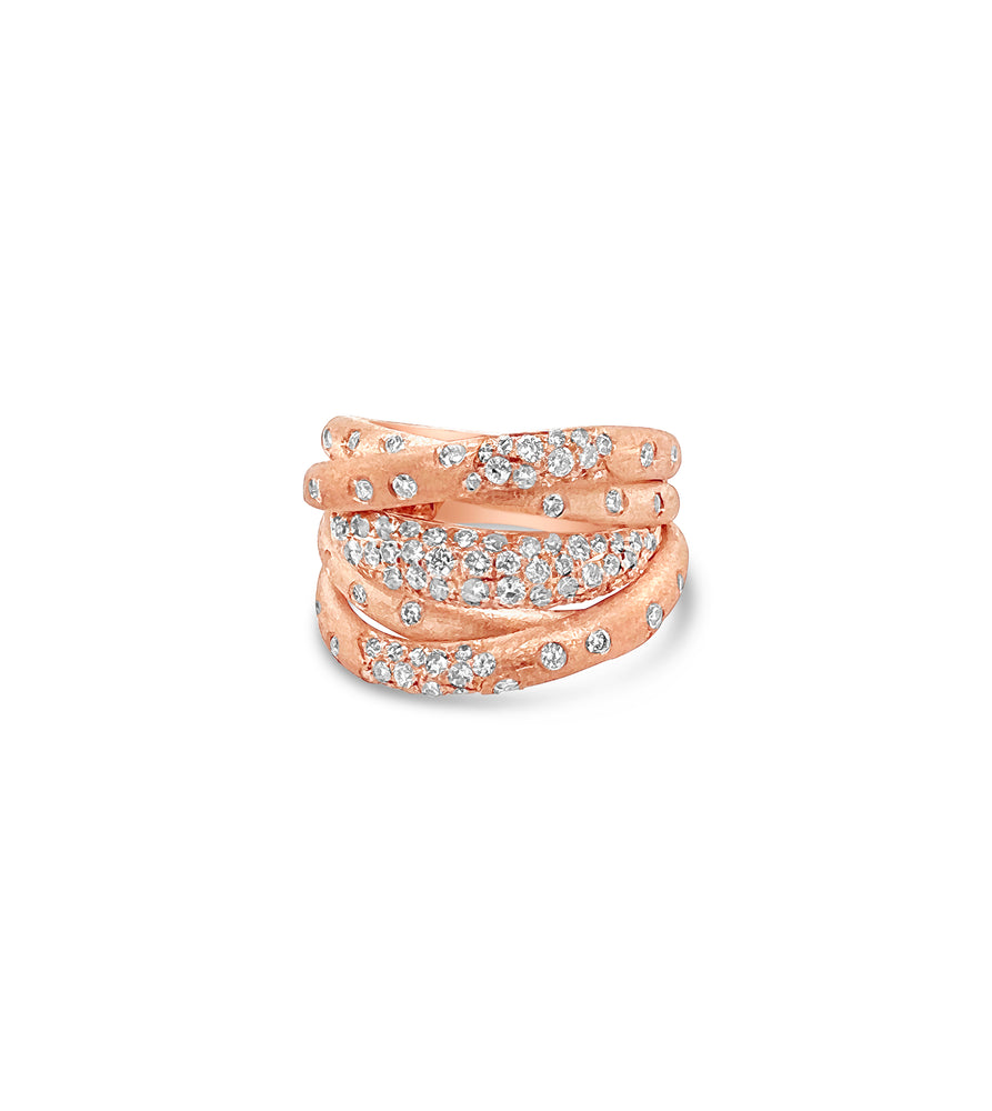 Diamond Celestial Crossover Ring - 14K Rose Gold / 5.5 - OLIVE & CHAIN Fine Jewelry
